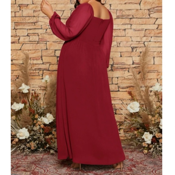 Luxe plus party bridesmaids wedding prom evening sweetheart neck satin dress - Picture 3 of 7